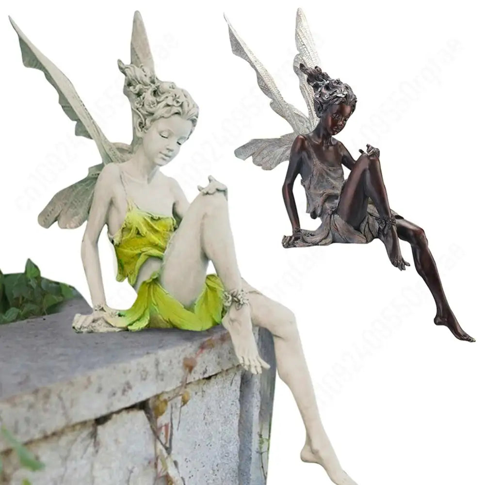 Flower Fairy Statue Garden Decoration Turek Sitting On Fairy Sculpture Outdoor Garden Courtyard Lawn Resin Decorative Sculpture