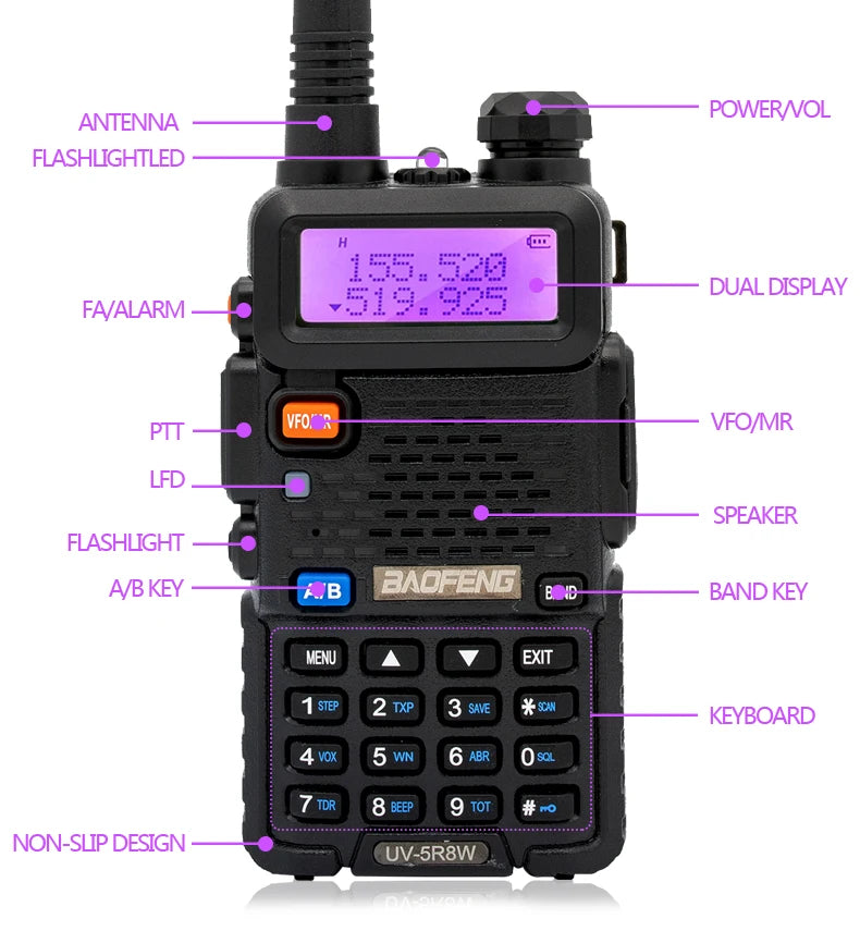 2PCS Baofeng UV 5R 5W 8W Walkie Talkie Portable Ham CB Radio Dual Band VHF UHF FM Transceiver Two Way Radio UV82 S9 K5 Plus