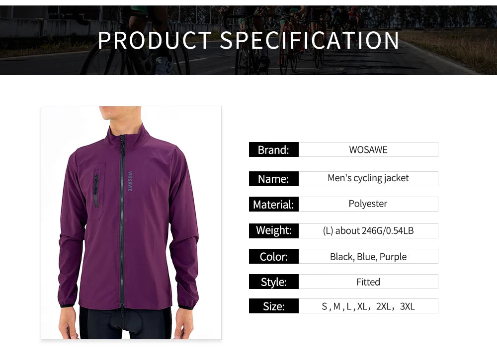 WOSAWE Outdoor Cycling Jackets Breathable Quick Dry Sunscreen Sports Jacket Bike Riding Clothes Fashion Men's Windbreaker