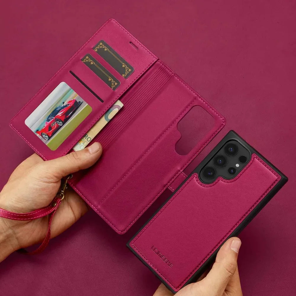 Detachable Wallet Case For Samsung Galaxy S25 Ultra S24 FE S23 + Plus Card Holder Kickstand Shockproof Wrist Strap Flip Cover