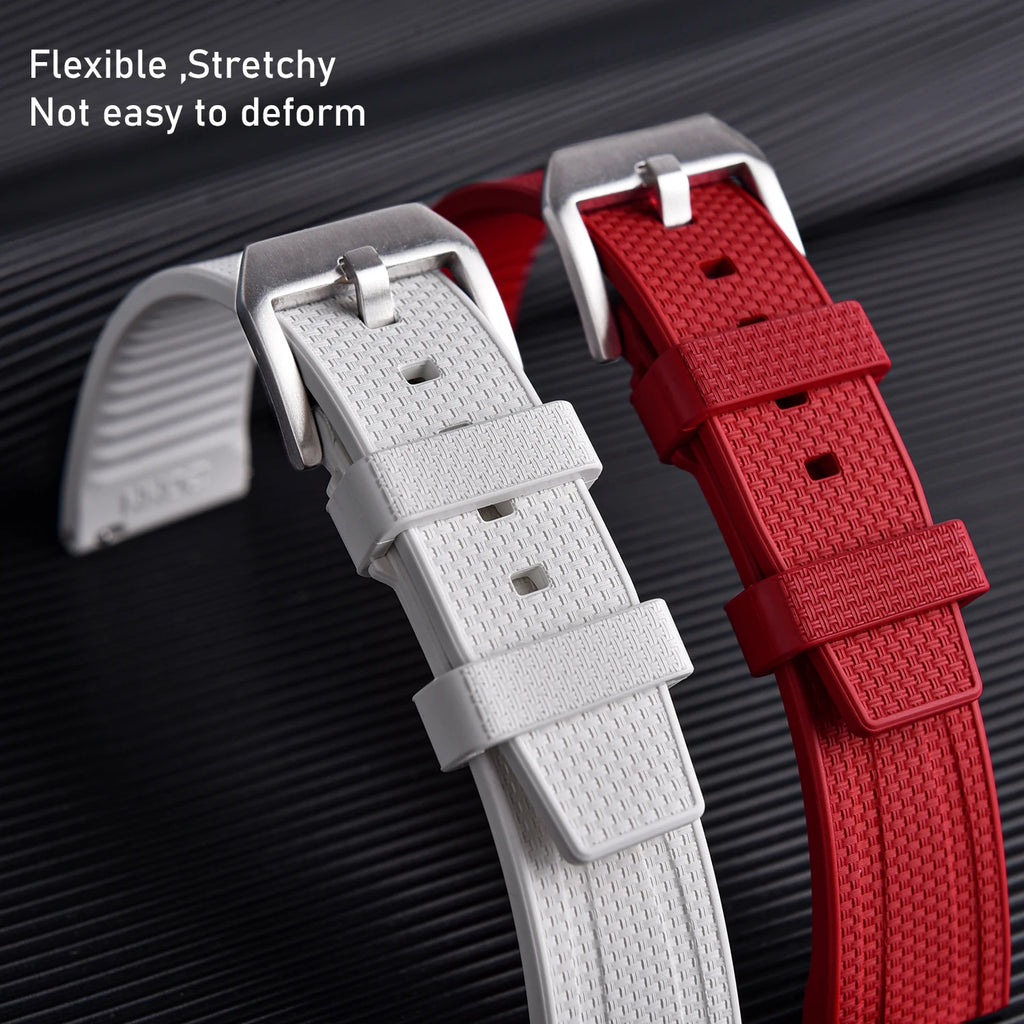FKM Rubber Watch Strap 20mm 22mm Quick Release Waterproof Diving Watch Band Fluororubber For Traditional Dive Watch Accessories