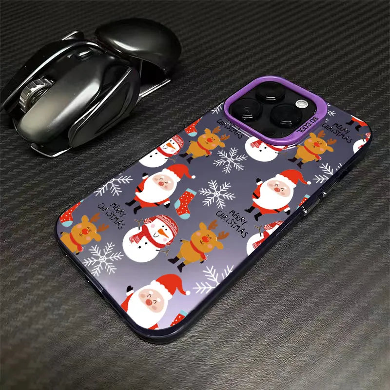 New Style Christmas Pattern Phone Case For iPhone 16 15 14 13 12 11 Pro Max XS X XR 7 8 16 Plus SE 2022 Shockproof Hard Cover