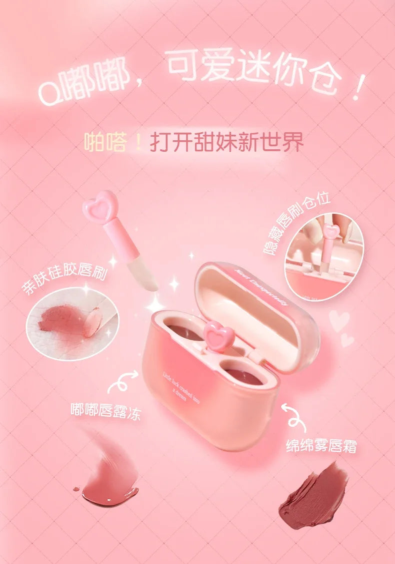 GOGO TALES Double Lip Gloss Mirror Finish Nude Color Korean Lipstick Matte Non-Sticky Lip Mud Long-Lasting Vegan Makeup