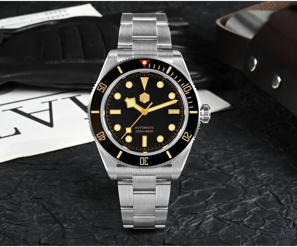 San Martin 40mm Vintage Diver Luxury Men Wristwatch Brand Classic BB58 PT5000 Automatic Mechanical Watches Sapphire 20Bar SN0008