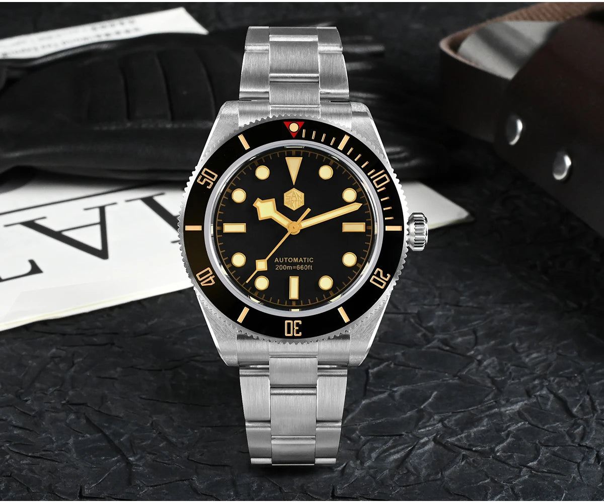 San Martin 40mm Vintage Diver Luxury Men Wristwatch Brand Classic BB58 PT5000 Automatic Mechanical Watches Sapphire 20Bar SN0008