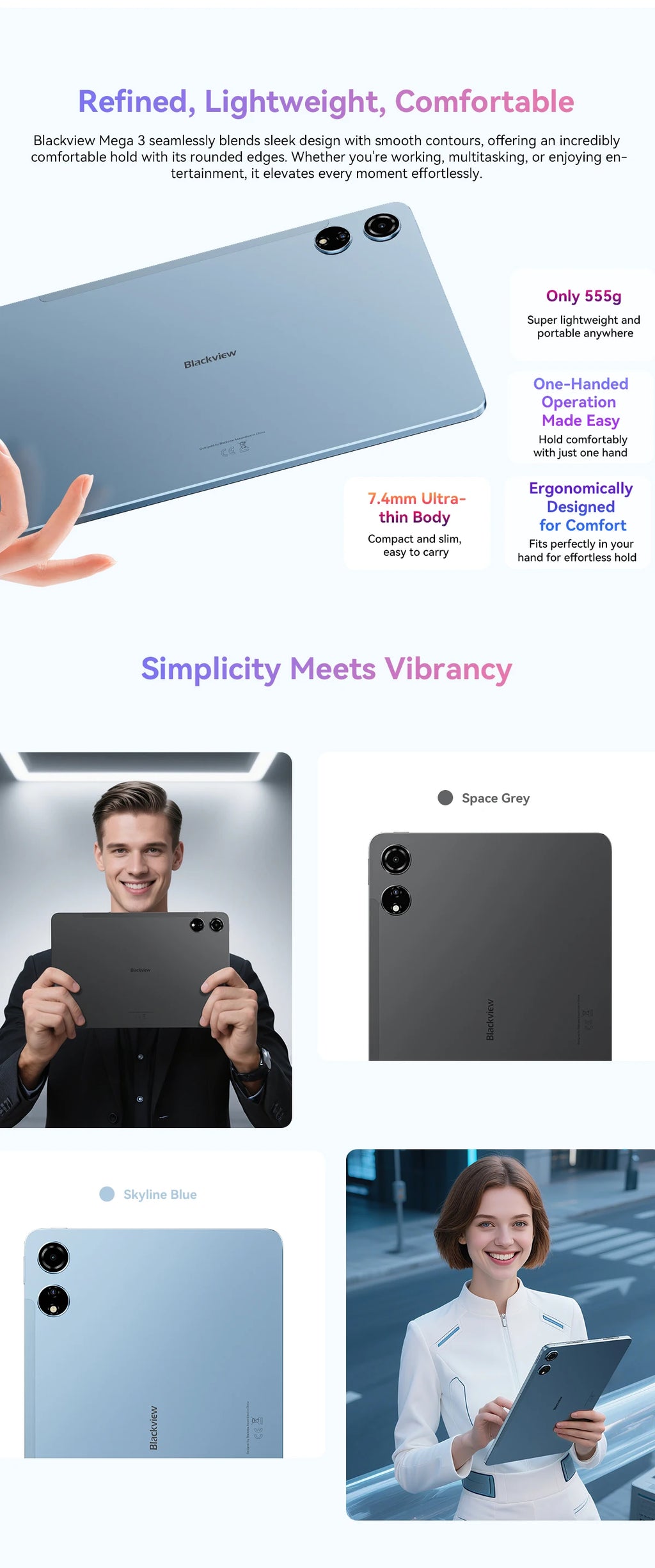 Blackview MEGA 3 Tablet SET 12.1" 2.5K FHD+ Display MTK G100 Octa core 12GB 256GB 8800mAh 50MP Camera 33W Charger Android 15 Pad