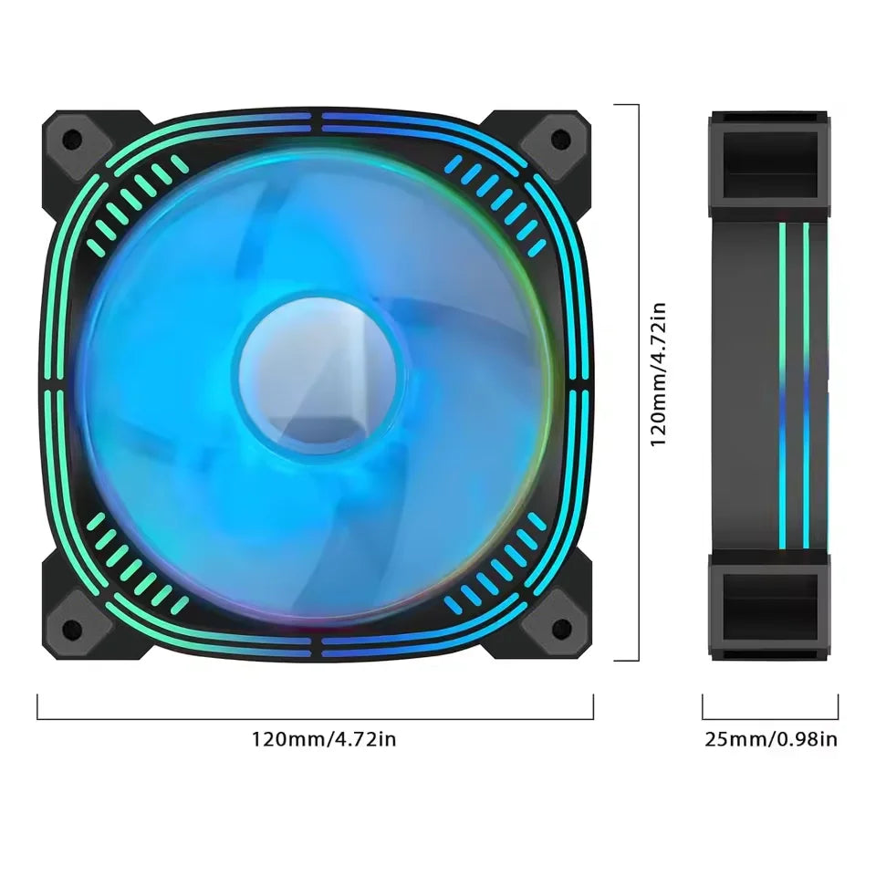 High Performance Case Fan 120mm ARGB PC Fans 4pin PWM Silent Computer Fan Infinite Mirror Cooling Fan 12V Chassis Fan
