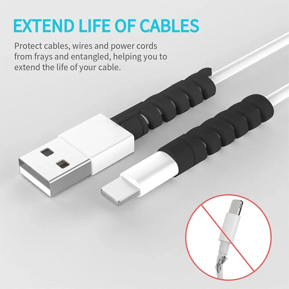 10Pcs Cable Protector Spiral Phone Charger Cable Saver Silicone Cable Management Organizer for Headphone Cellphone Mouse Cord
