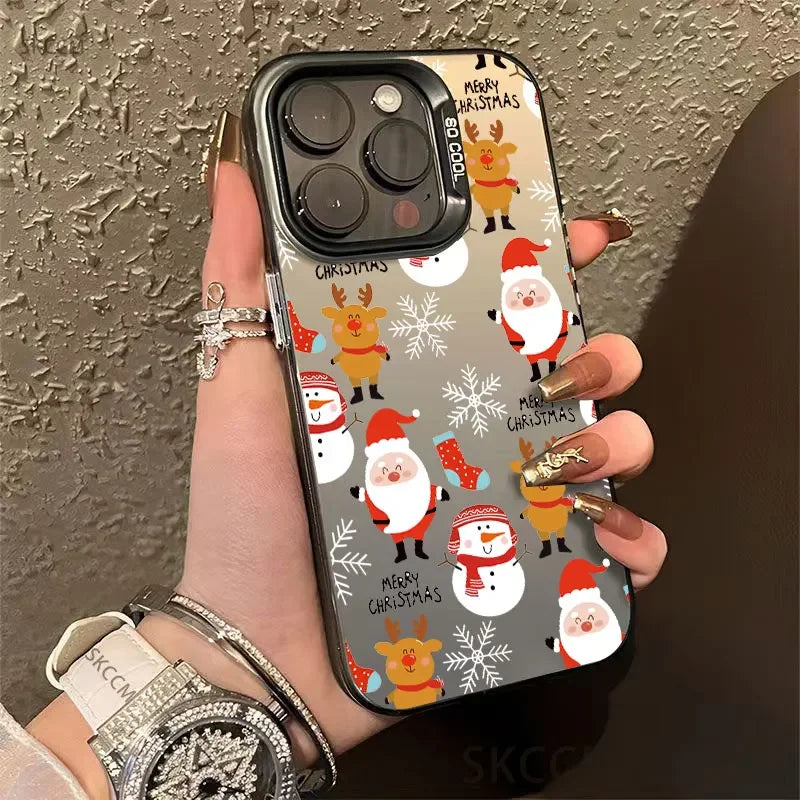 New Style Christmas Pattern Phone Case For iPhone 16 15 14 13 12 11 Pro Max XS X XR 7 8 16 Plus SE 2022 Shockproof Hard Cover