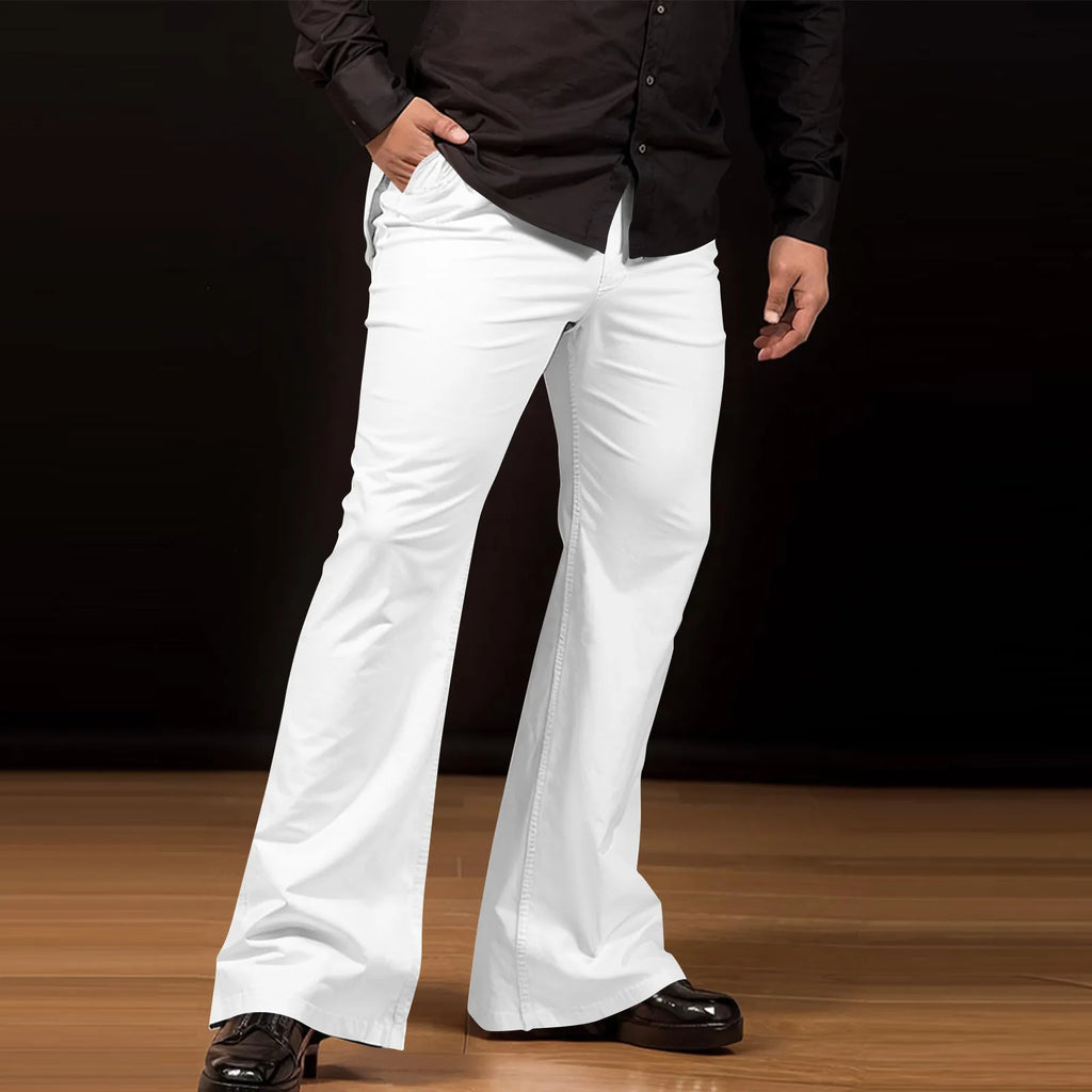 Men's fashion Retro Disco Flared Pants Loose Stretch Vintage Trousers Fit Flared Comfortable Retro Stretch Twill Men's Trousers