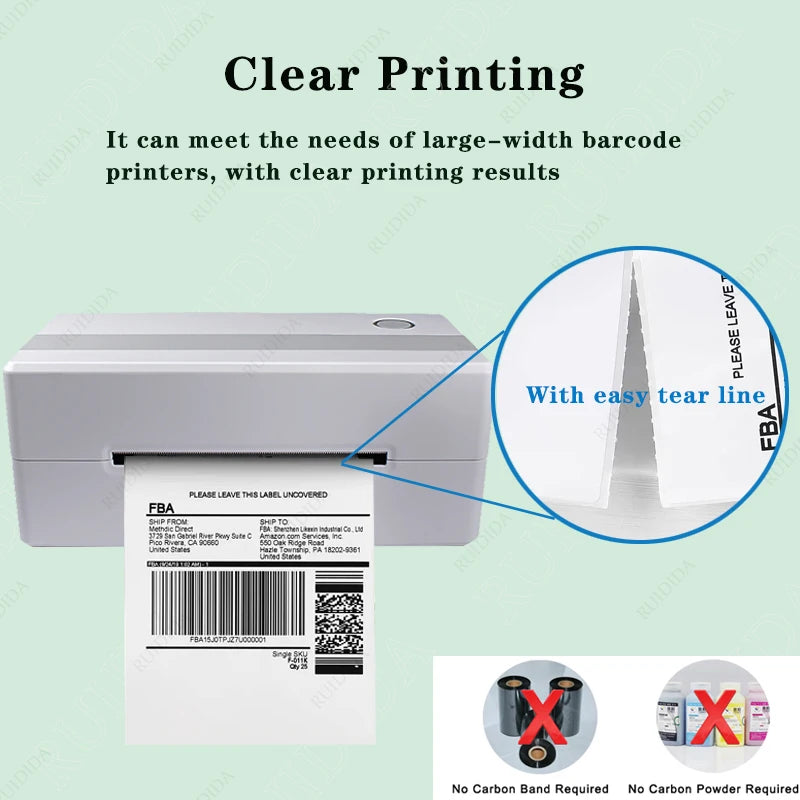 Thermal Paper Folded Thermal Shipping Label Shipping Barcode Sticker 100x100mm/100x150mm/76x130mm NO Carbon Band Required