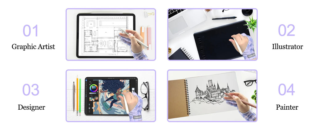 Three-layer Non-slip Glove for iPad/Graphics Drawing Tablet HUION /WACOM/XP-PEN, Drawing Glove for sketching Paiting Art Student