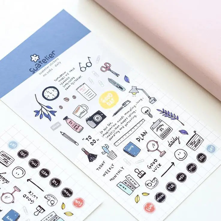 Korean Import Suatelier Brand Fresh Flower Food Cartoon Stickers Scrapbooking Diy Journal Stationery Sticker Deco Aesthetic Gift