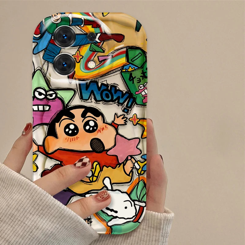 C-Crayon S-ShinChan Wave Case for Xiaomi Redmi Note 14 13 12 11 10 Pro Plus 5G 9 14C 13C 4G 12C 10C 10S A2 A1 Silicone Cover