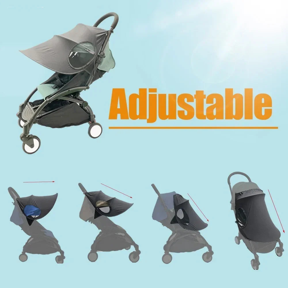 Stroller Sun Shade Baby Windproof Umbrella Sunscreen Cover Universal Awning Sun Visor Canopy Cover Black Stroller Accessories