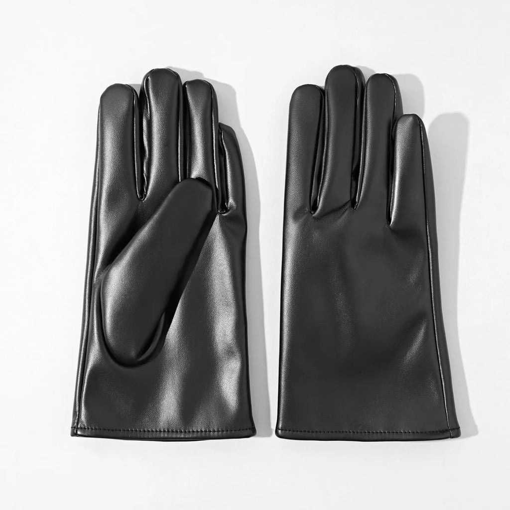 Ladies' black leather gloves sexy photo leather gloves ladies' autumn and winter warm driving gloves