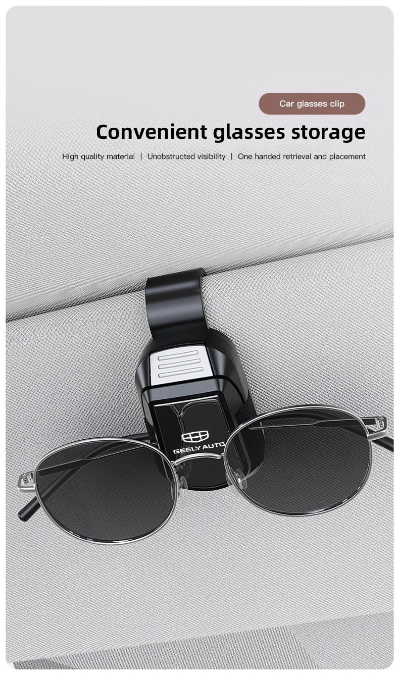 Car Sun Visor Glasses Clip Mirror Style Sunglasses Holder For Geely Coolray Geometry C GX3 Emgrand EC7 Panda Tugella Car Gadgets