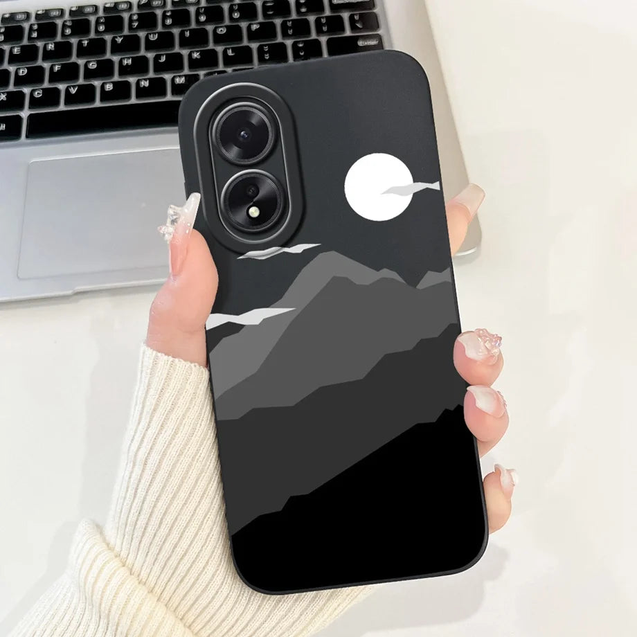 For Oppo A38 CPH2579 Phone Case New Fashion Soft Matte Silicone Rabbit Flower Goothic Style Capa For Oppo A18 CPH2591 Back Cover