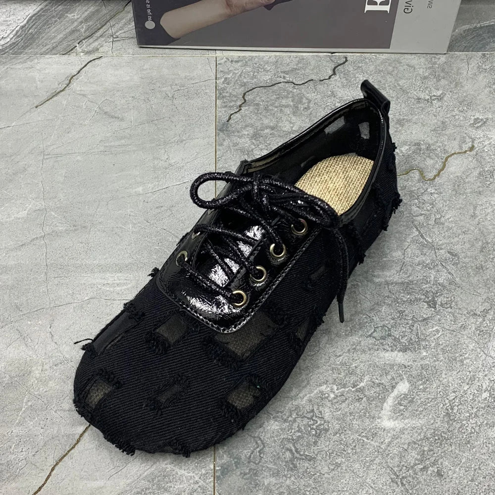 Summer Women Shoes Breathable Casual Flats Shoes Plus Size Lace Up Shoes Designers Shoes