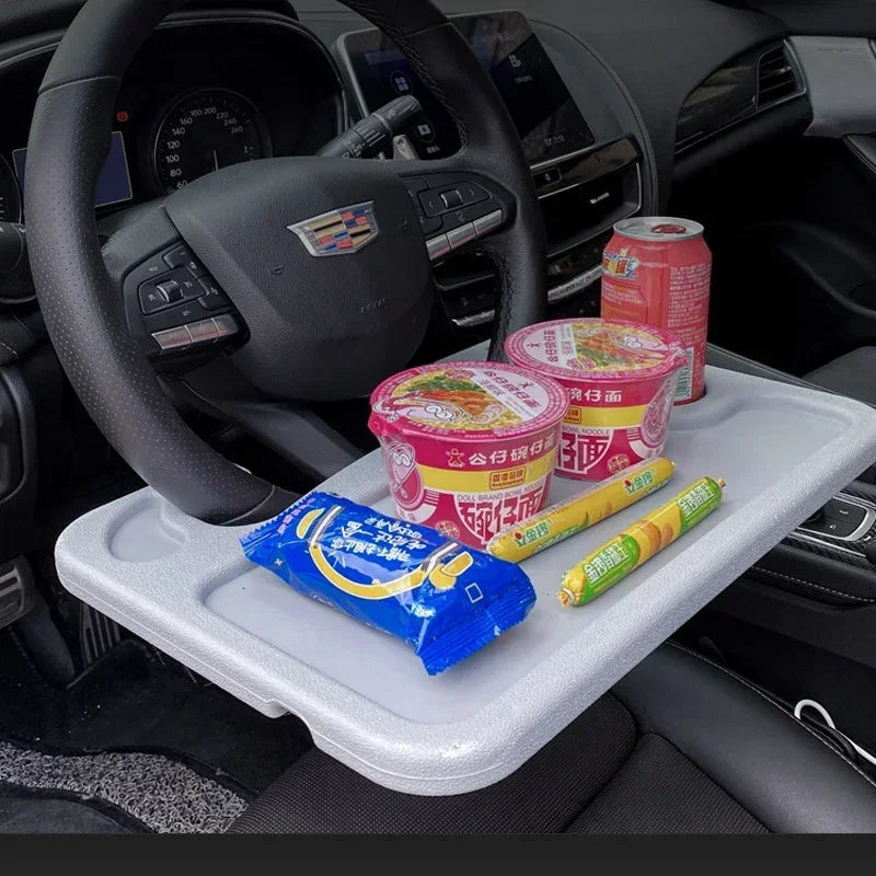 Small Table Board for Car Portable Travel Car Storage Rack Drinks Tray and Dinner Plate Car Steering Wheel Dining Table