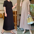 Summer 2024 Korean Sle Loose Slimming ort Sve Chiffon Pleated Long Dr Women's Casual Knee-Over Maxi Dr