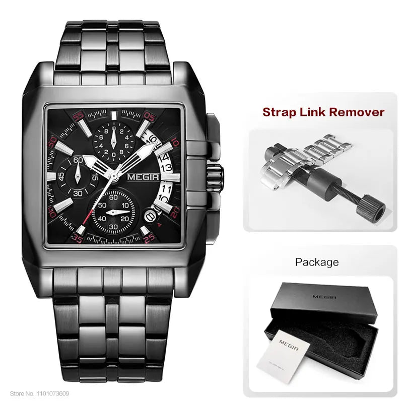 Megir New Business Men's Quartz Watches Fashion Brand Chronograph Wristwatch for Man Hot Hour for Male with Calendar 2018