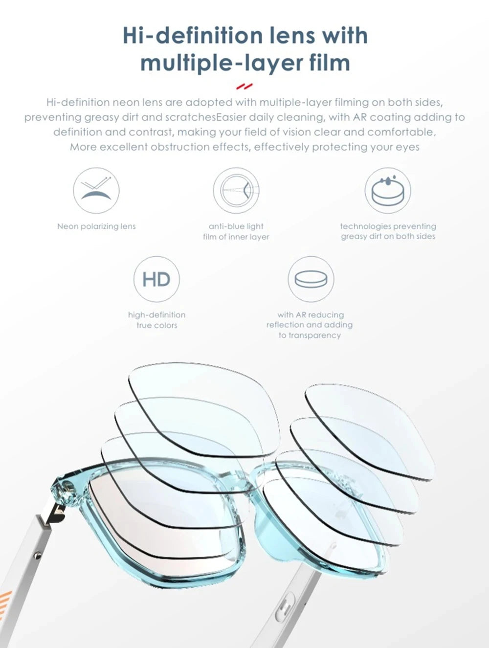 MX06 Smart Bluetooth 5.0 SunGlasses Headphones with Speaker Wireless Audio Touch Hands Free Calling Stereo Music Sport Otdoor