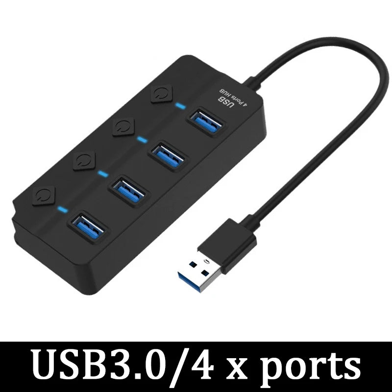 4/7 Port Multi USB 3.0 Power Adapter USB Splitter Hub USB Hub 2.0 USB Multiple Expander Switch 30CM Cable Hub Docking Stations