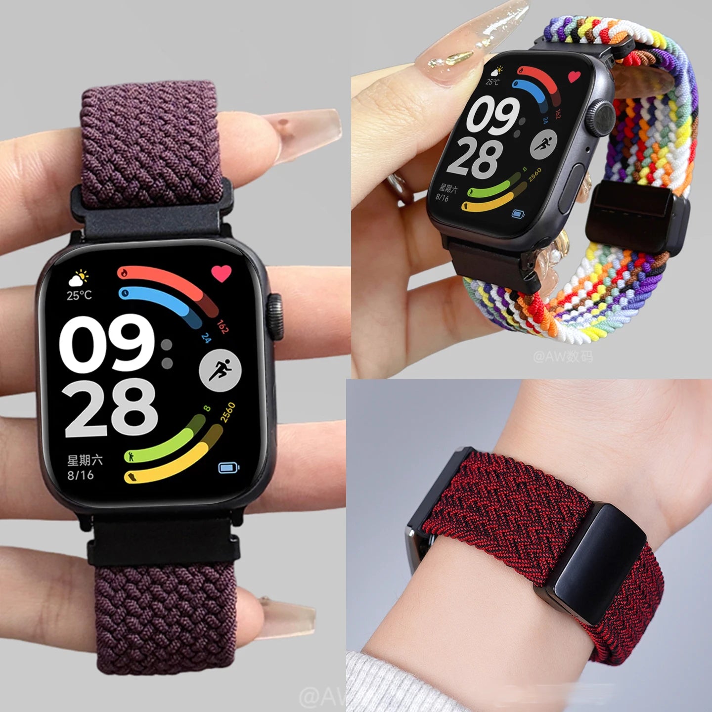 Magnetic Braided Loop For Redmi Watch 6 5 4 Strap Nylon Sport Wristband Bracelet For Xiaomi Mi Band 9 Pro/8 Pro Correa Watchband