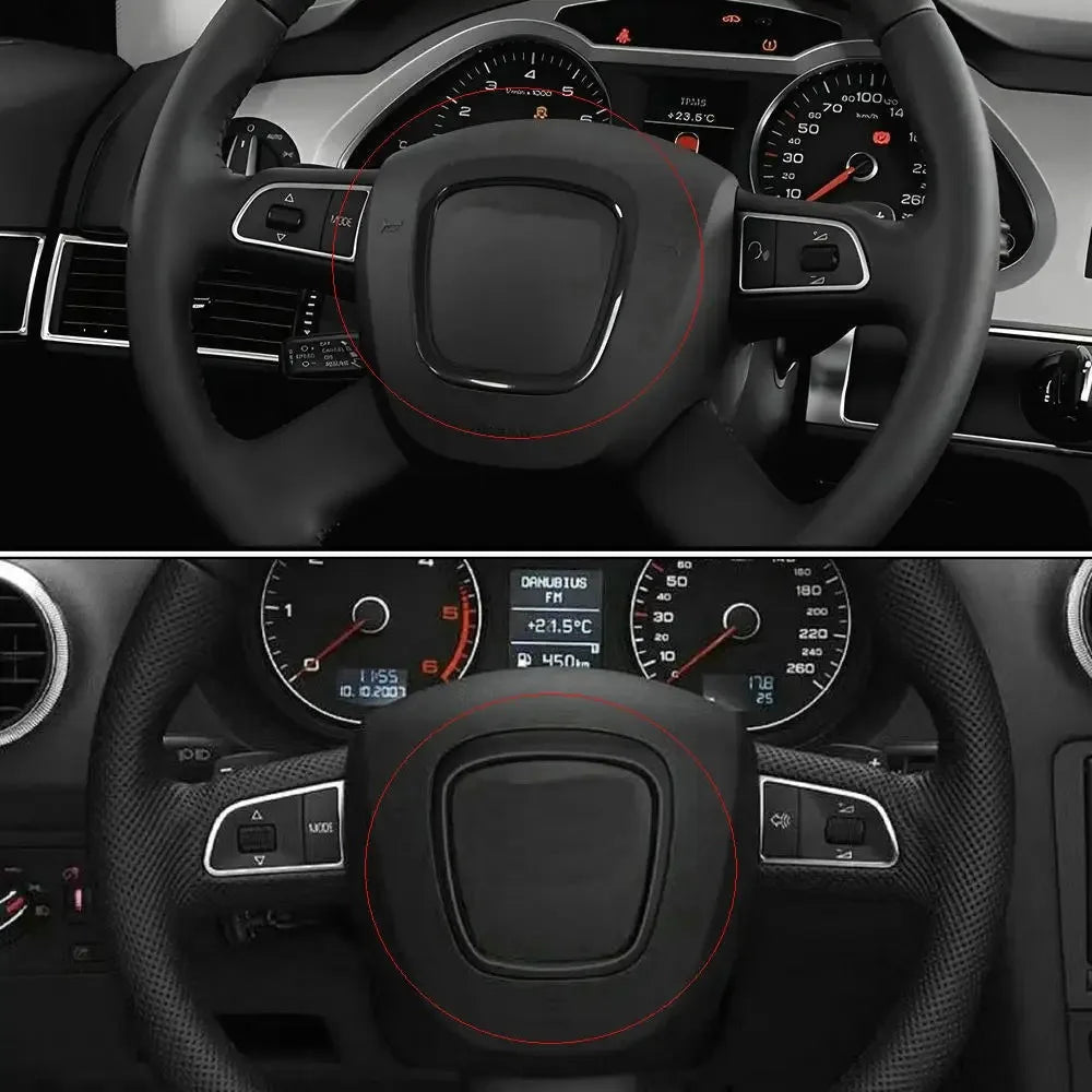 1Pcs For Audi A4 B6 B7 B8 A6 C6 A5 Q7 Q5 A3 8P S3 ABS Auto Steering Wheel Center Panel Logo Frame Decorative Circle