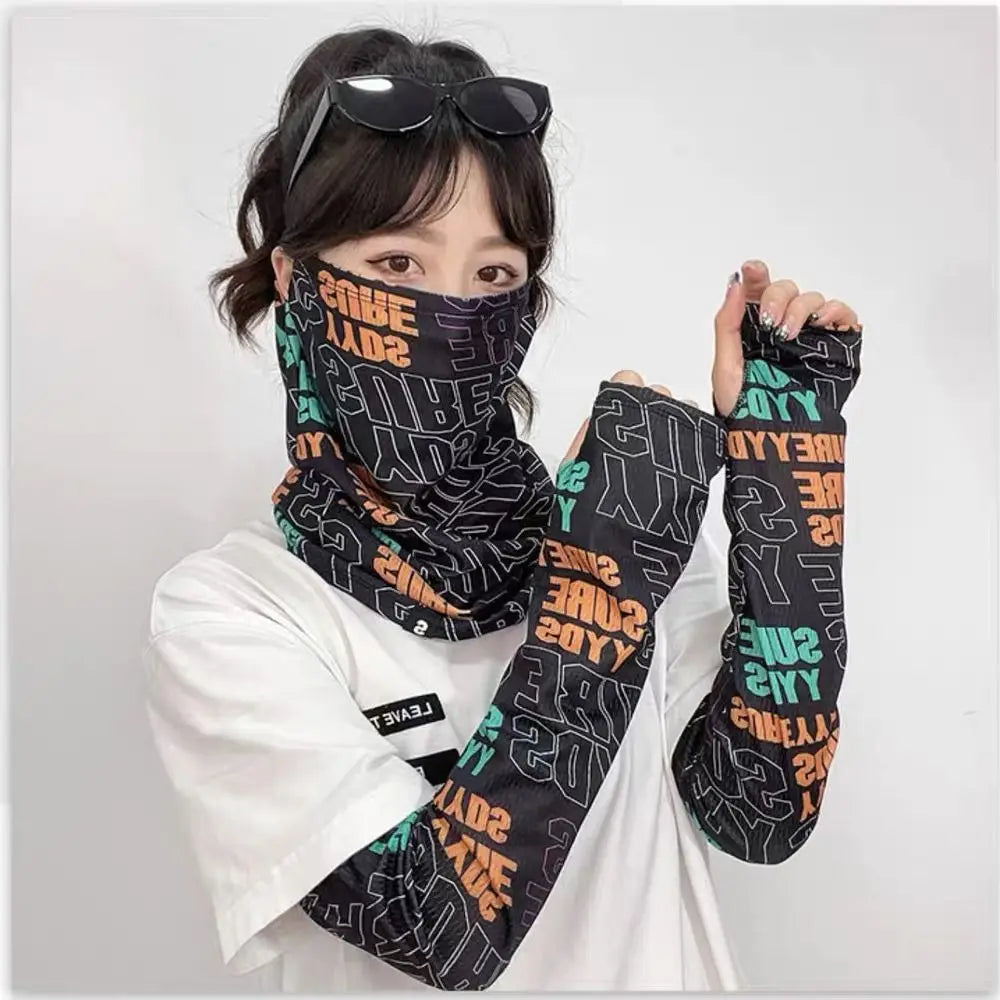 Anti-UV Sunscreen Face Mask Thin Sleeves Breathable Half Face Cover Summer Ice Silk Sunscreen Sleeves Cycling Bike Motorcycle