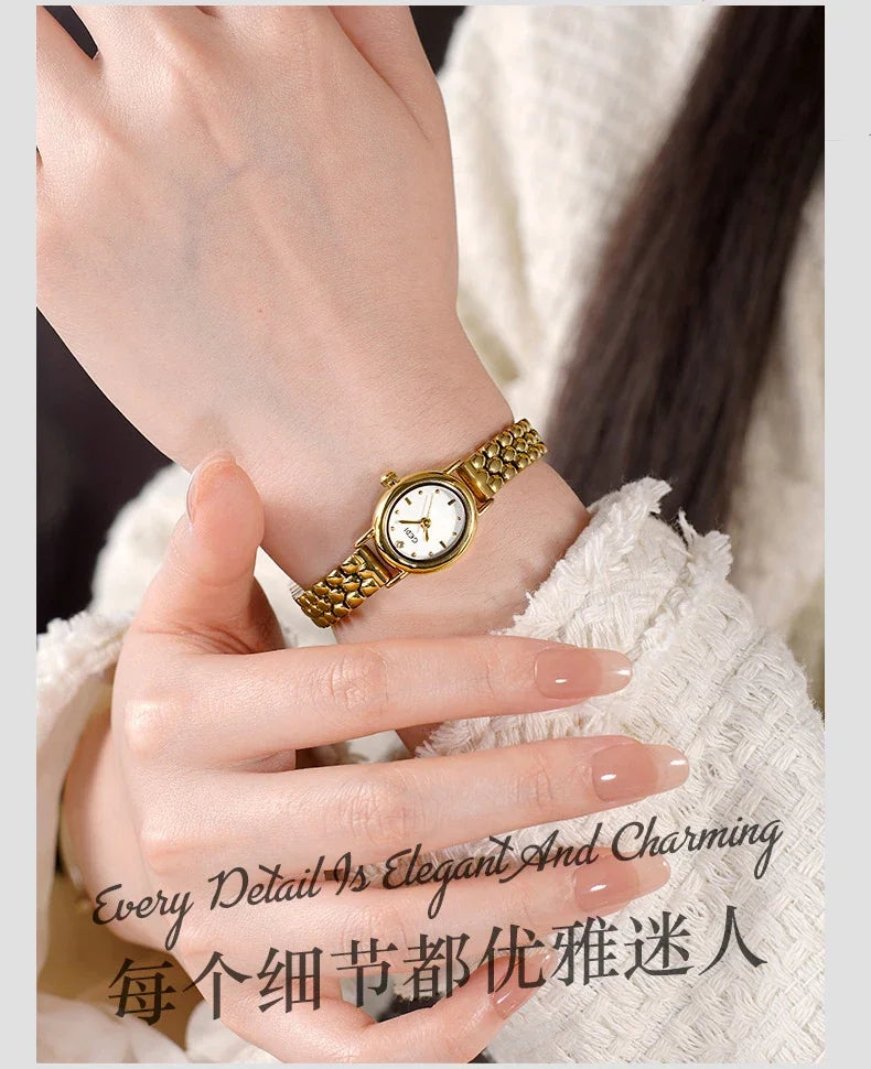Women Watch for Girls Small Wrist Quartz Reloj Muje Sliver Grey Gold Oval Orologio Ladies Wristwatch Stainless Steel Band Clock