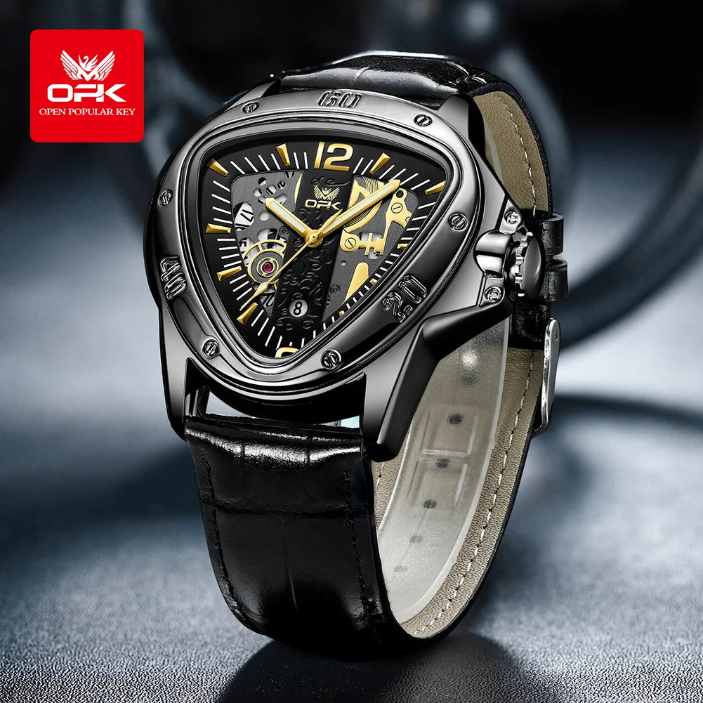 OPK 8168 Fashion Original Quartz Watch For Men Luxury Waterproof Luminous Leather Hand Clock Top Brand Business Man Watches 2024
