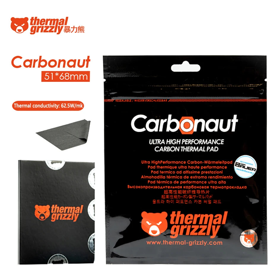 Thermal Grizzly Carbonaut 62.5W/mk Thermal Pad Reusable High Thermal Conductivity CPU/GPU Motherboard Heat Silicone Pad