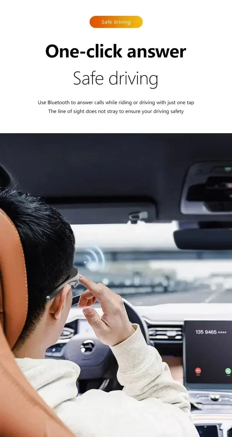 Smart Glasses Wireless Bluetooth 5.3 Sunglasses Built-in Microphone Speaker Touch&Voice Assistant Compatible Glass for Men Women