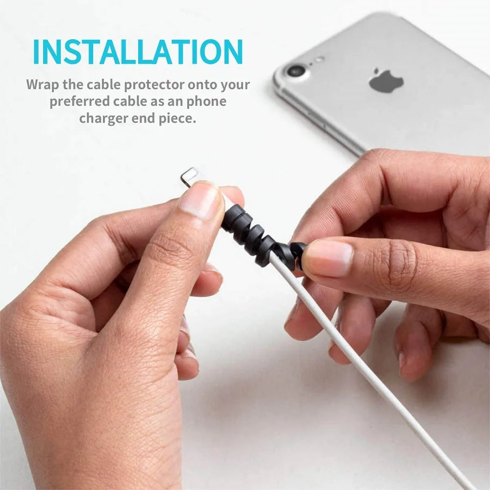10Pcs Cable Protector Spiral Phone Charger Cable Saver Silicone Cable Management Organizer for Headphone Cellphone Mouse Cord