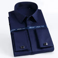 2026 Iron Free French Cufflink Long Sleeves Slim Fit 100% Cotton  Men's Concealed Buttons Solid Color High-end Wedding Dress