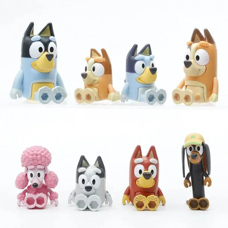 8pce Bluey A model handmade puppy bingo joint movable ornament for children's home play toy KPOP gift