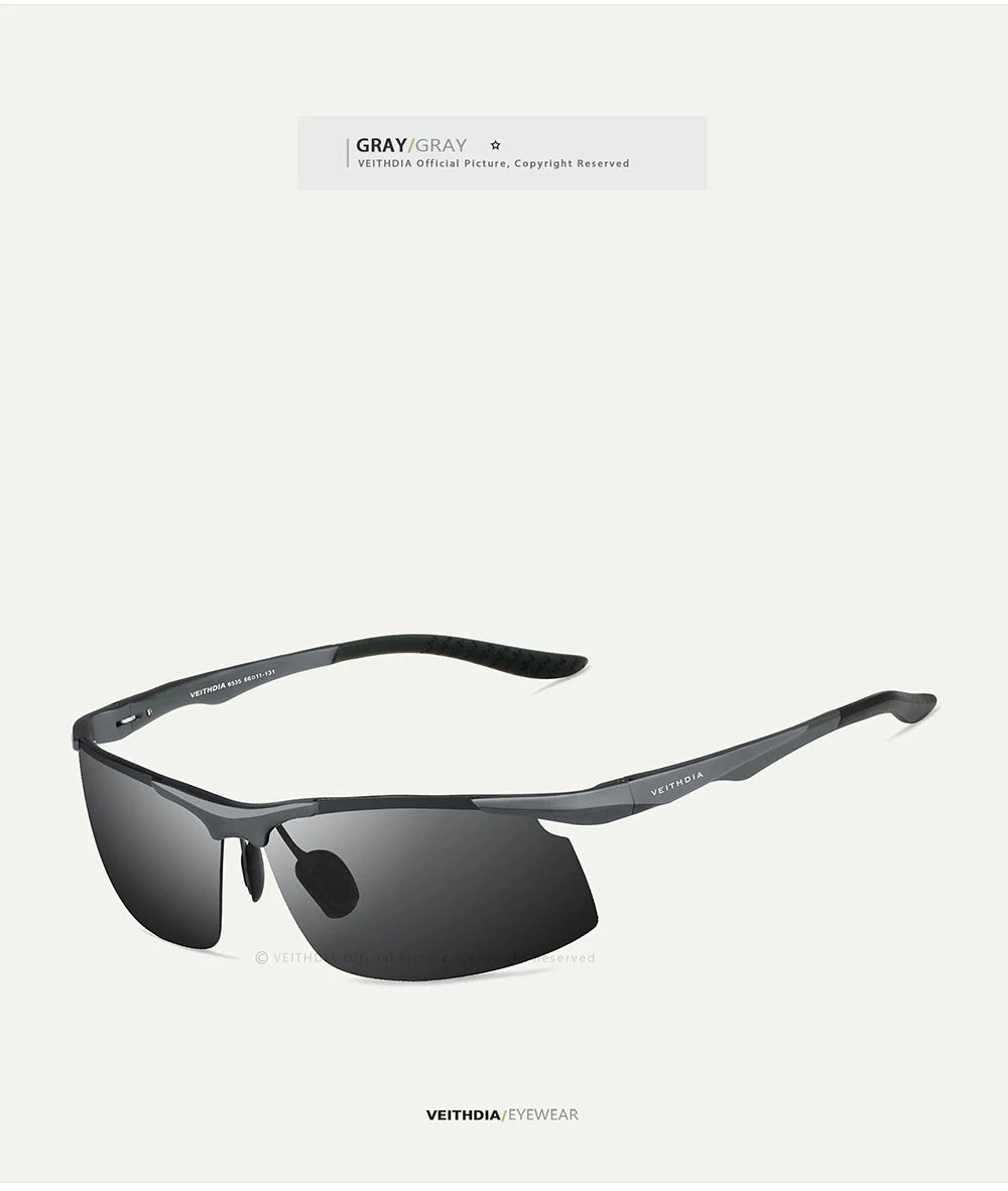 VEITHDIA Men Sunglasses Aluminum Magnesium Polarized UV400 Lens Rimless Driving Fishing Sun Glasses Sports Eyewear For Male 6535