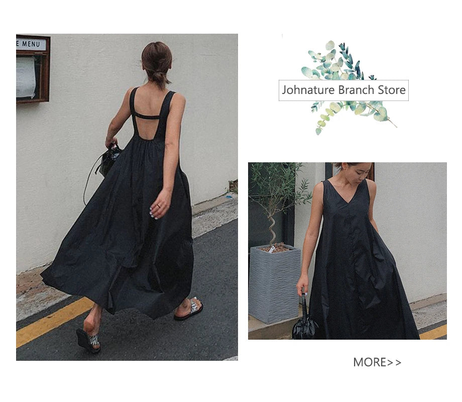 Johnature Summer New Cotton Linen Large Size Women Jumpsuits 2025 Solid Color Spaghetti Strap V-neck Loose Casual Playsuits