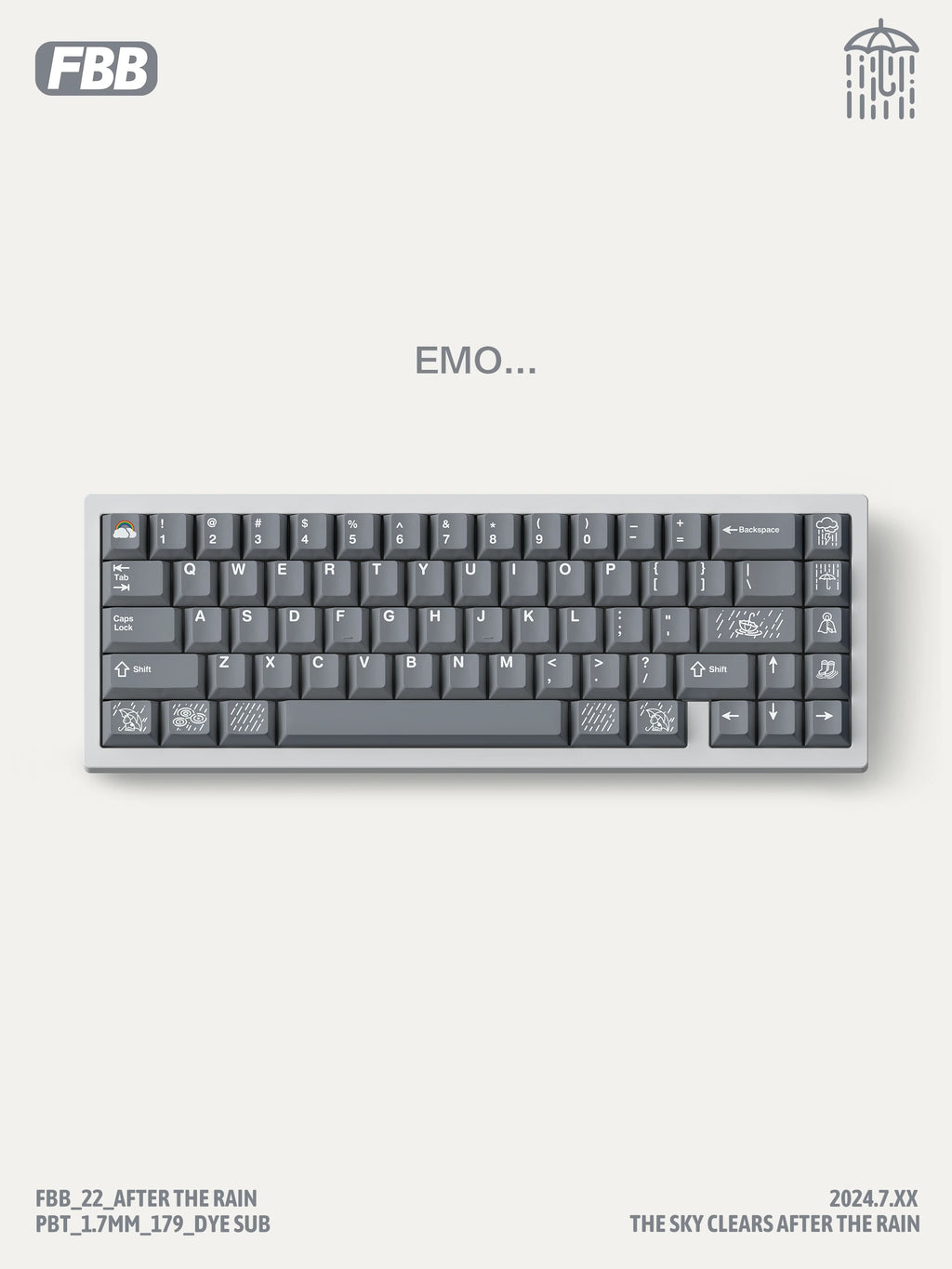 FBB Keycaps After The Rain 179keys PBT Dye-Sub Custom Cherry Profile For Mx Cherry Switch Gaming Mechanical Keyboard 68 75% DIY