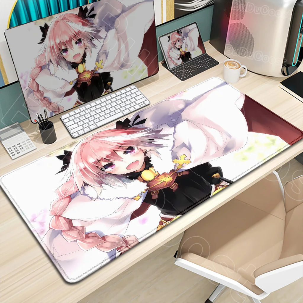 Astolfo Mousepad HD Print Anime Girl Computer Gamer Locking Edge Non-slip Rubber Mouse Pad Keyboard PC Desk Pad Table Decoration