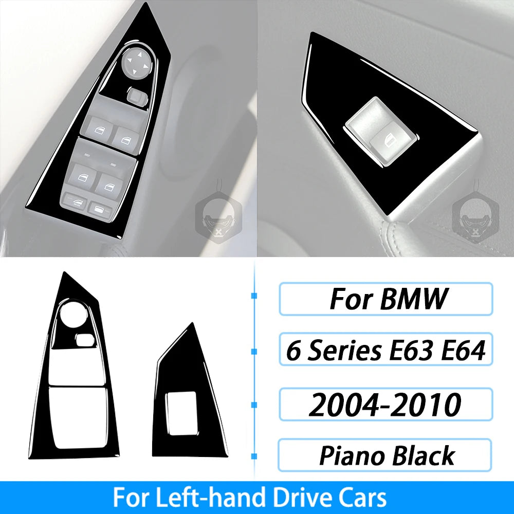For BMW M6 6 Series E63 E64 2004-2010 Piano Black Gear Shift Air Outlet Window Lift Panel Set Car Interior Accessories Sticker