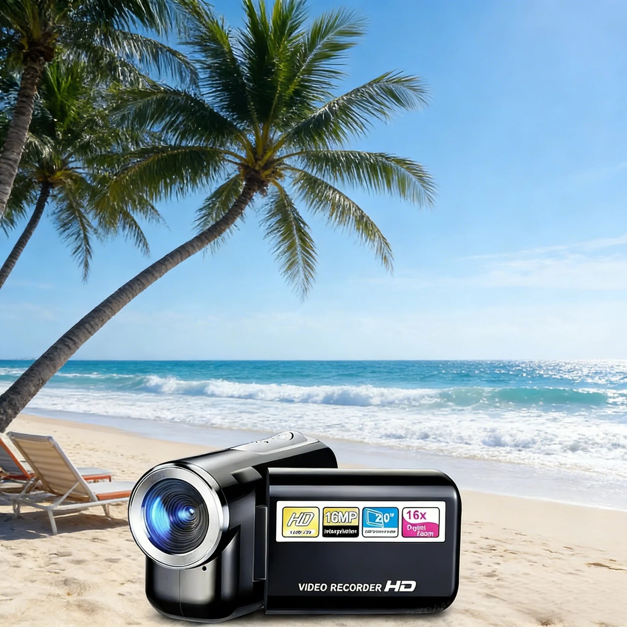 MiniDV Digital Video Handheld Camcorder is a high-definition camcorder with a sleek silver designdigital zoom