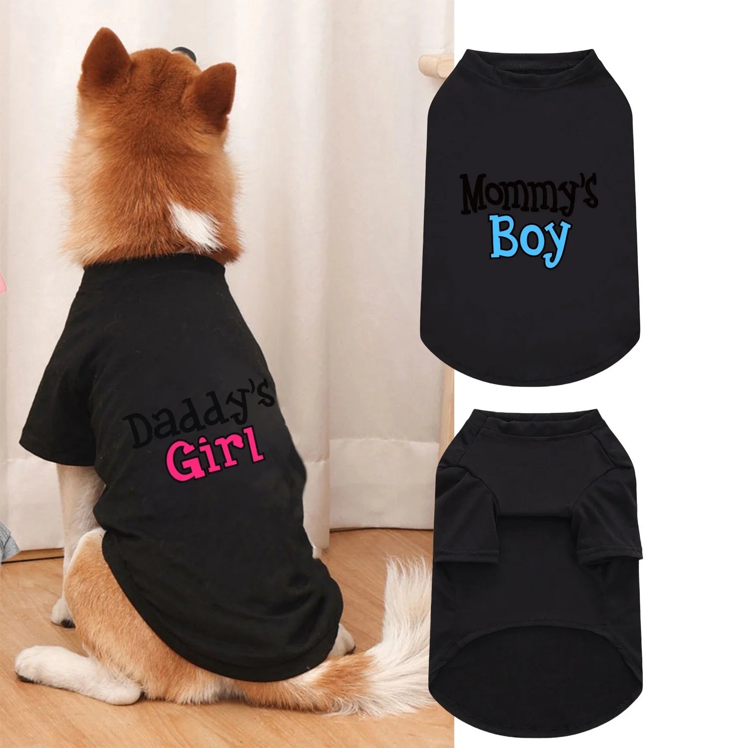 Funny "Mommy's Boy" "Daddy's Girl" Pet T-Shirt Summer Dog Clothes for Small Medium Dogs Cats Cute Letter Print Puppy Vest