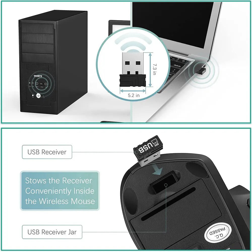 Vertical Ergonomic Gaming Mouse Wireless Rechargeable Gamer Mouse Kit Optical 2.4G Mouse For PC Laptop Computer Desktop USB Mice