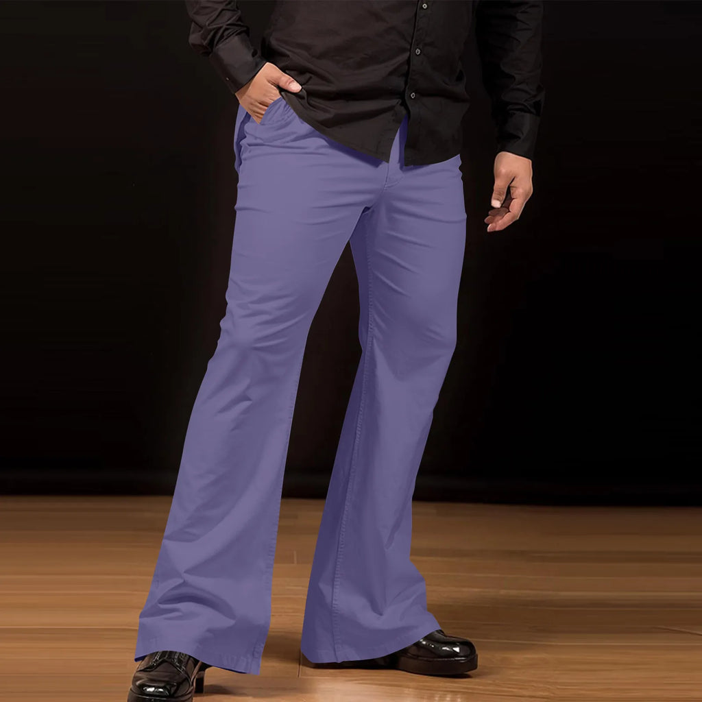 Men's fashion Retro Disco Flared Pants Loose Stretch Vintage Trousers Fit Flared Comfortable Retro Stretch Twill Men's Trousers
