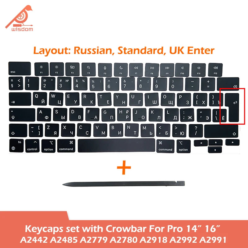 Laptop A2442 A2485 A2779 A2780 A2918 A2992 A2991 Keycaps Keys Key Cap Set for Macbook Pro M1 M2 M3 14" 16" Keyboard Repair