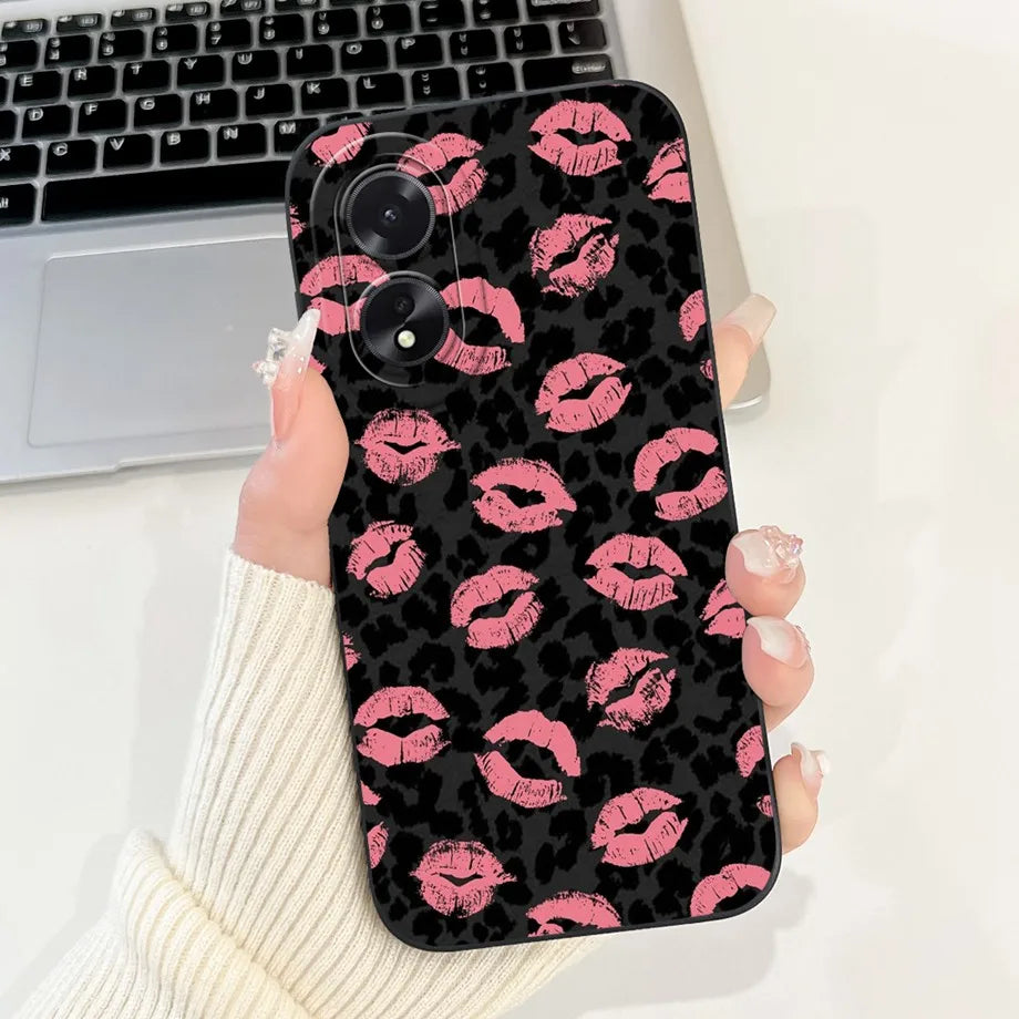 For Oppo A38 CPH2579 Phone Case New Fashion Soft Matte Silicone Rabbit Flower Goothic Style Capa For Oppo A18 CPH2591 Back Cover