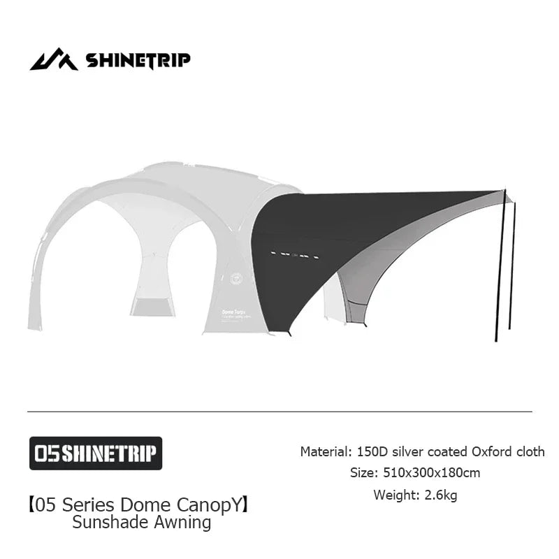 ShineTrip Outdoor Silver Coated Canopy Rainproof And Sunscreen Self-driving PU3000MM Waterproof Camping Sunshade Tent Dome